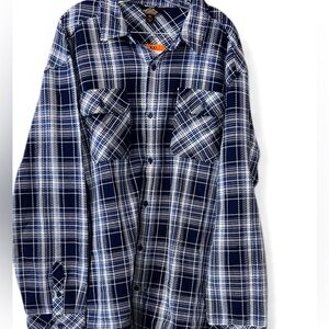 Pacific Trail Navy and White Plaid Button Down Blanket Shirt XXL